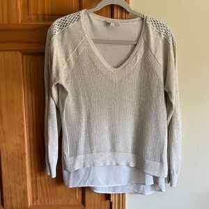 Lucky Brand Cream Shimmery V-Neck Sweater